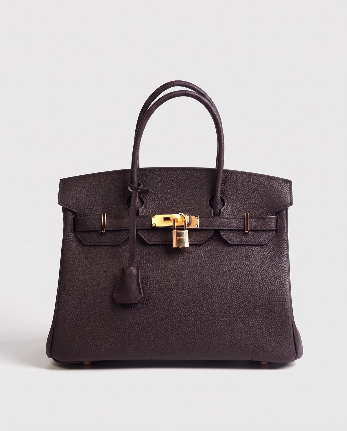 Lock Small leather top-handle bag in Espresso – front view