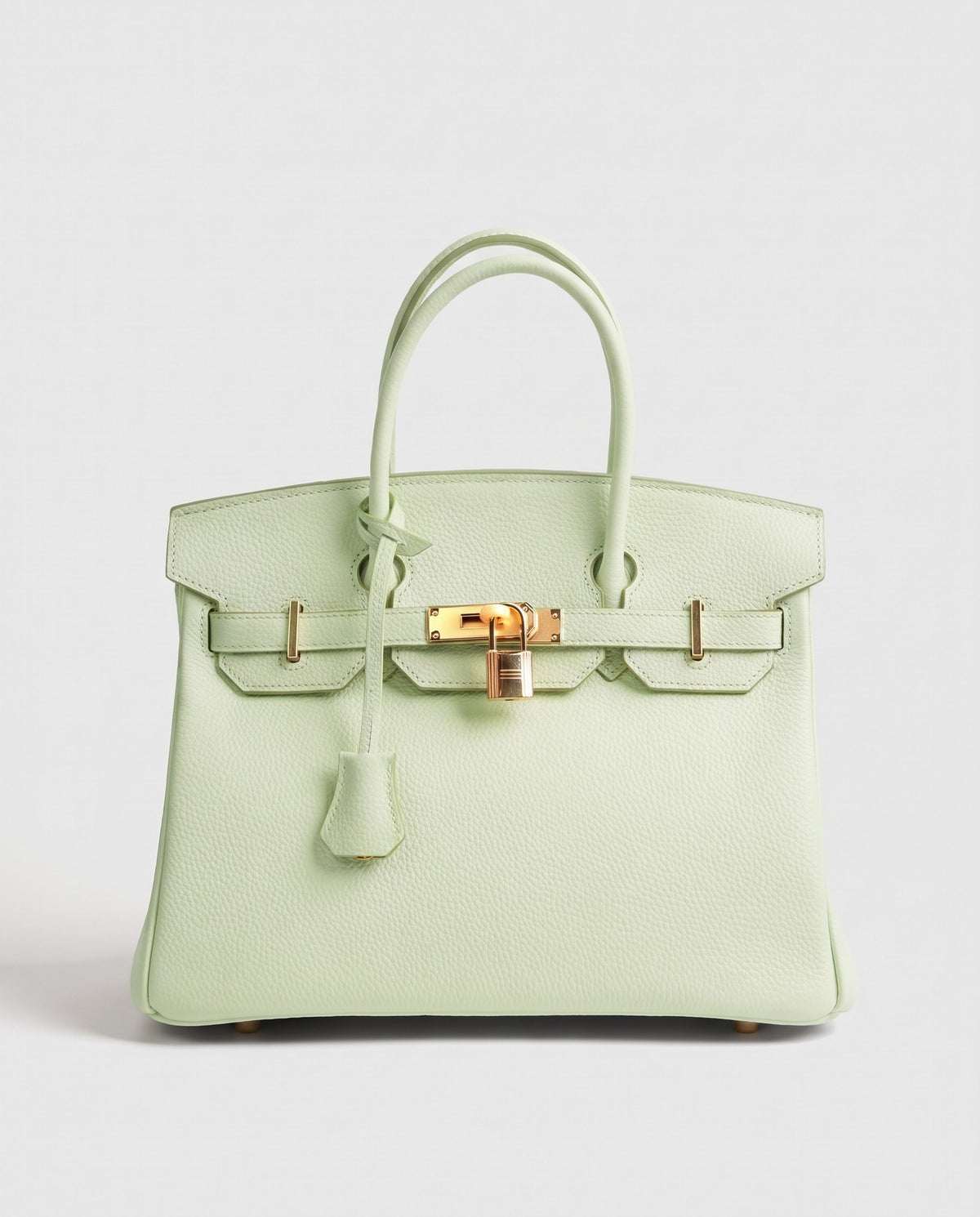Lock Small leather top-handle bag in Mint – front view