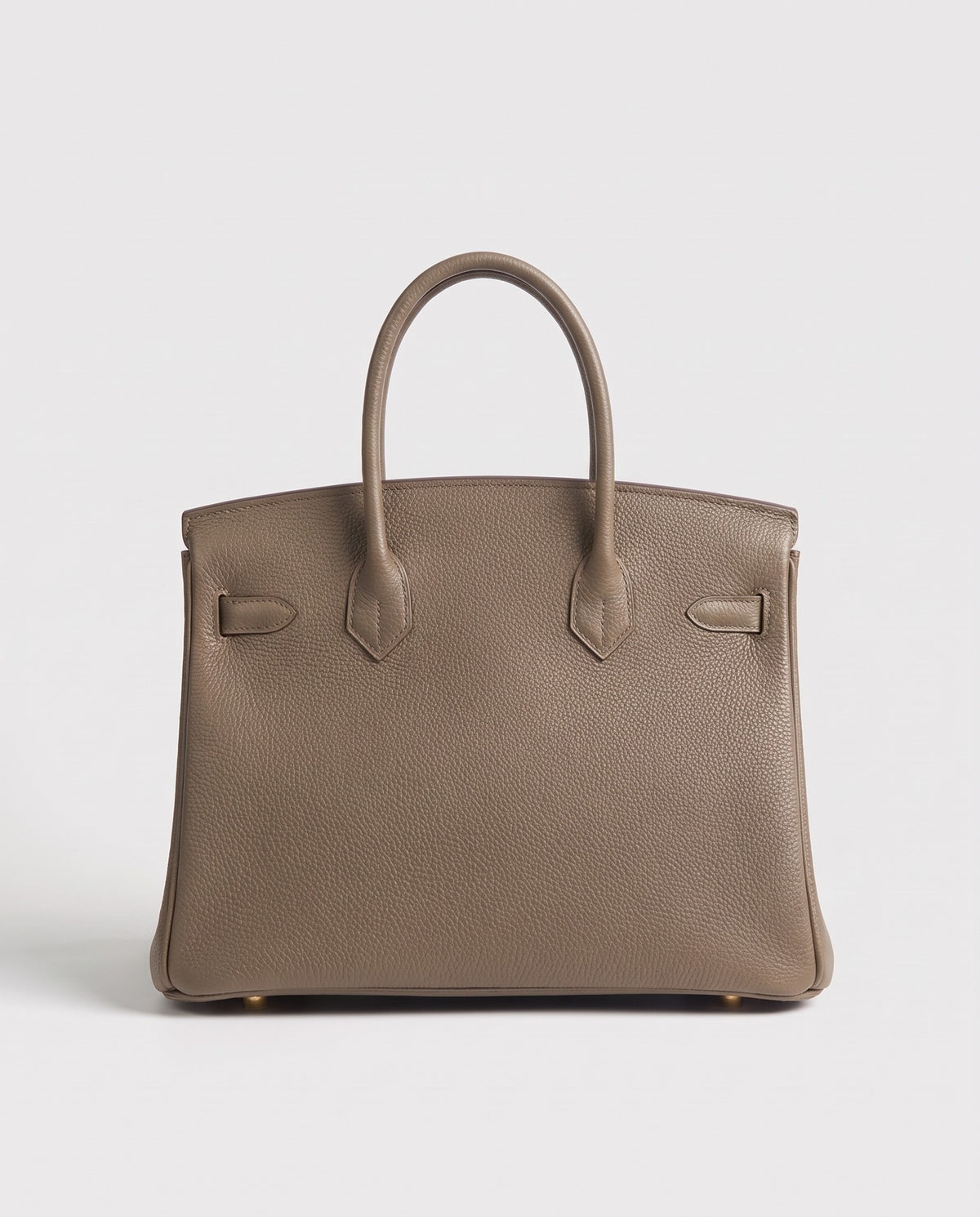 Lock Small leather top-handle bag in Taupe – back view
