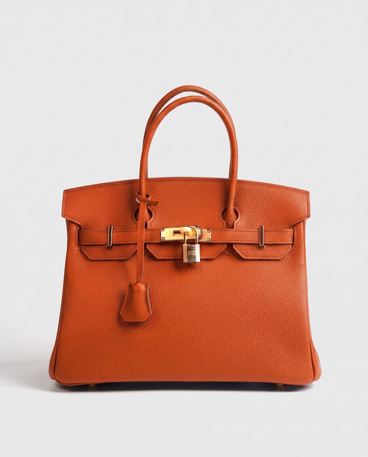 Lock Small leather top-handle bag in Terracotta – front view