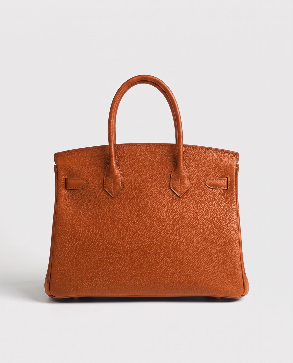 Lock Small leather top-handle bag in Terracotta – back view