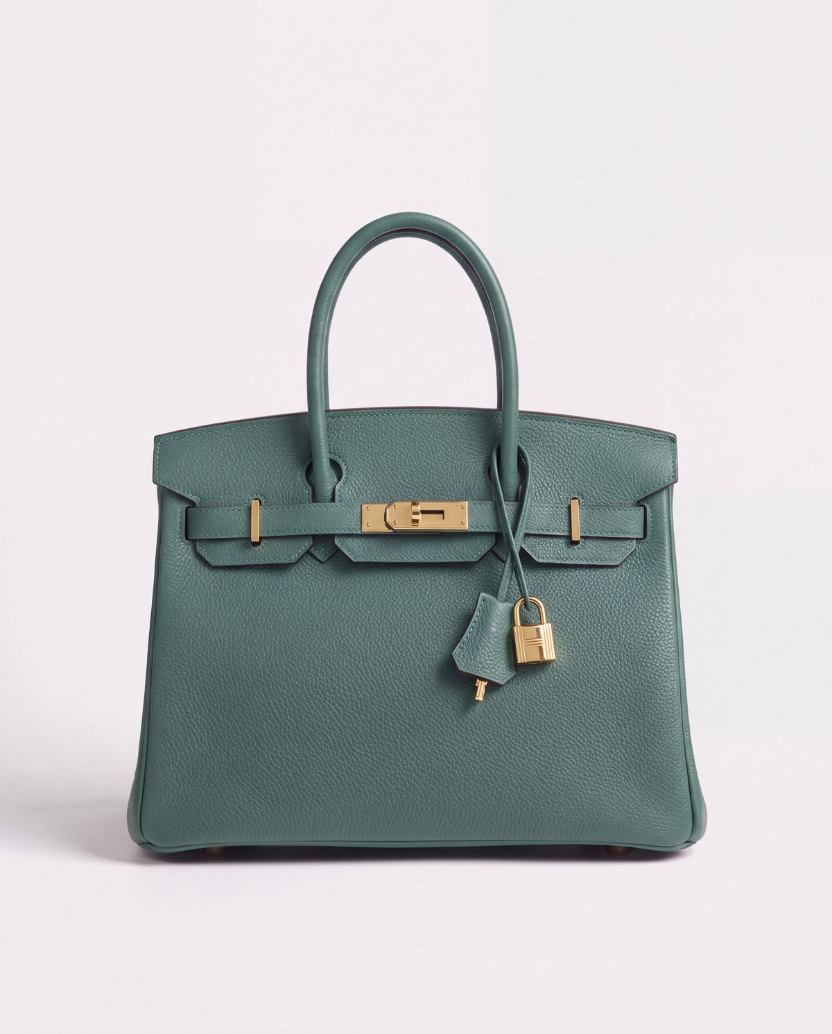 Lock Small leather top-handle bag in Velvet Green – back view