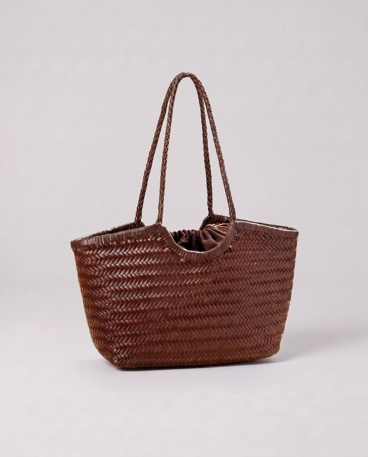 Valentina Matera Large bag in Chocolate, three-quarter view