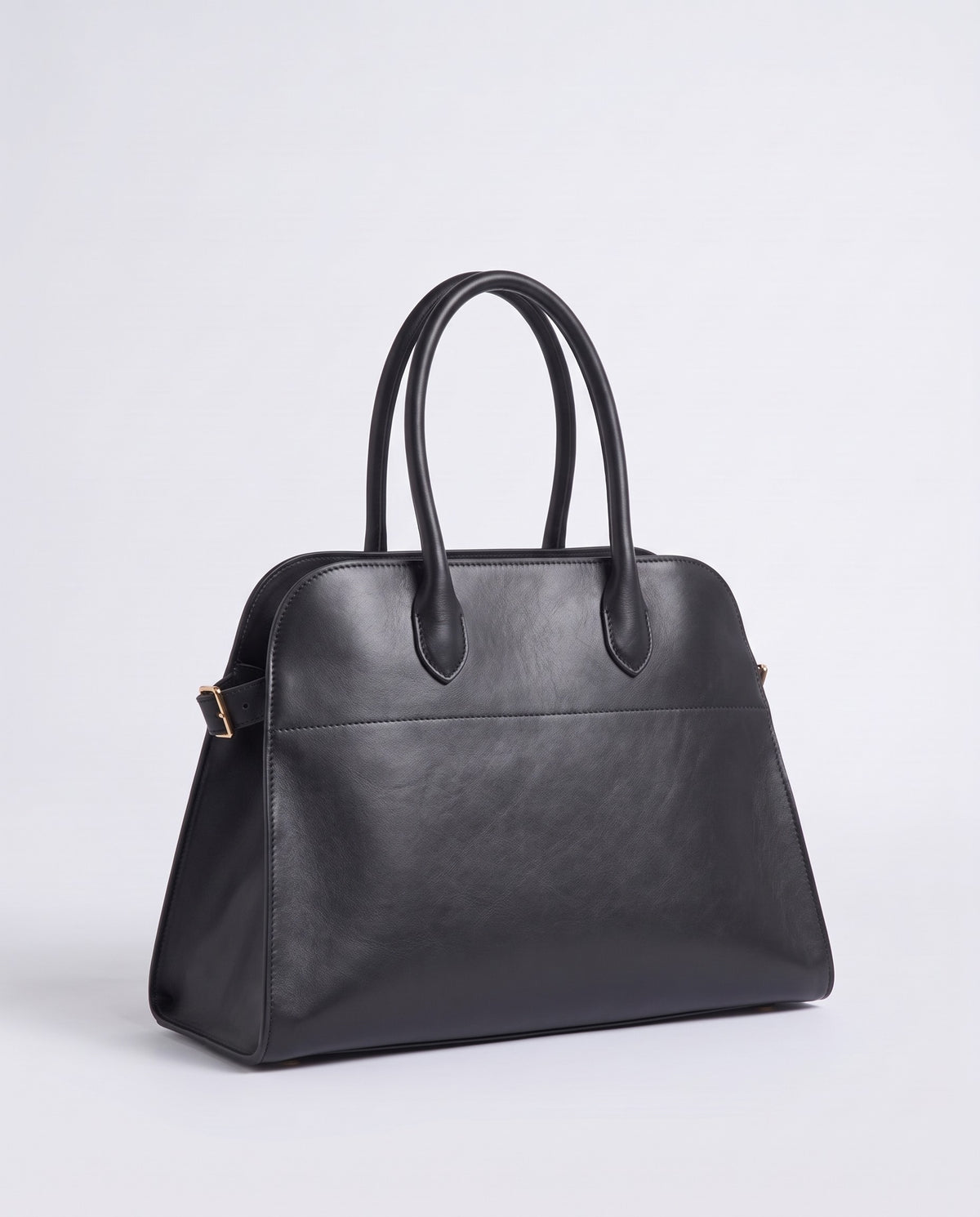 Milano Large slouchy top-handle bag in Black leather – three-quarter view