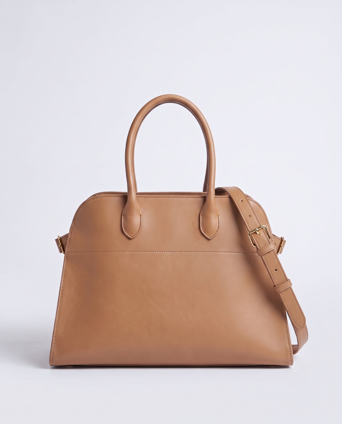 Milano Large slouchy top-handle bag in Camel leather – back view