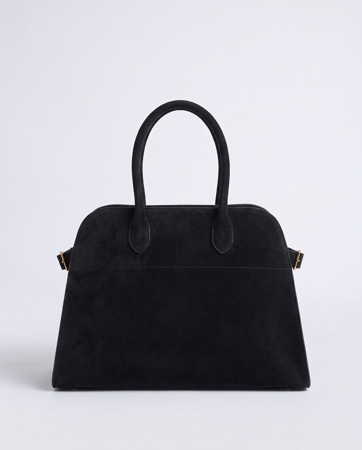 Milano Large slouchy top-handle bag in Jet black suede – front view