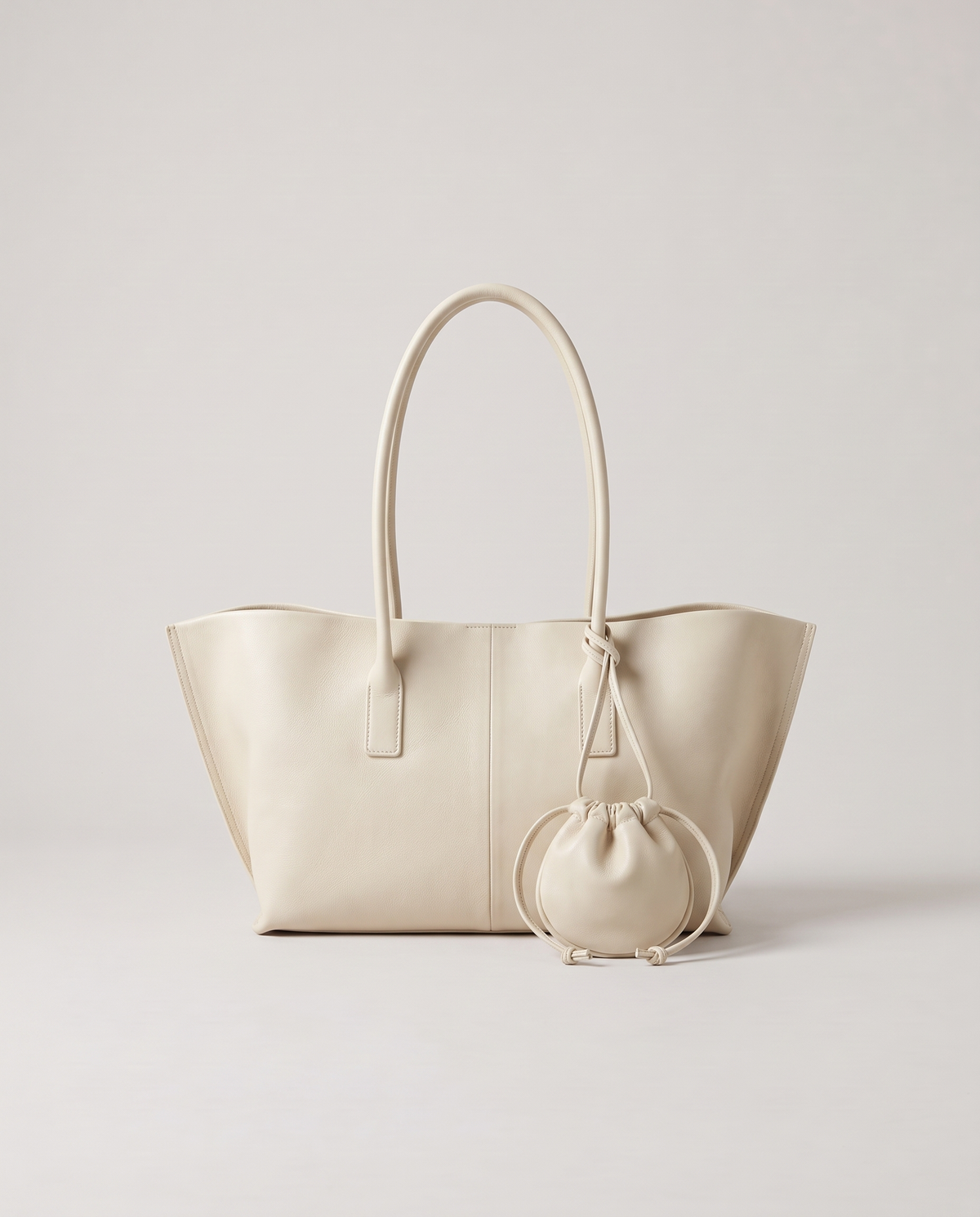 Noce tote in ivory, front view