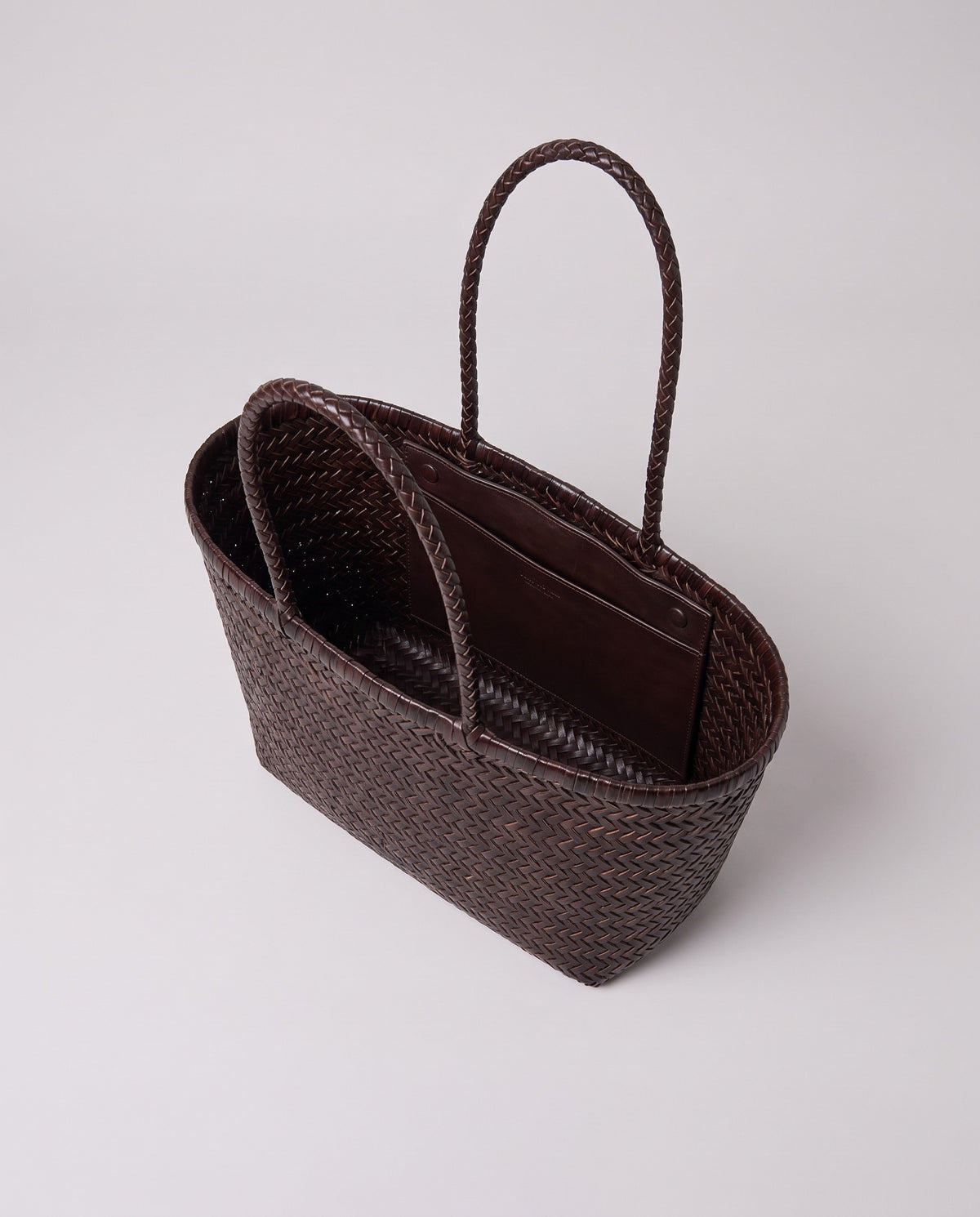 Inside the Valentina Noto Large bag in Espresso