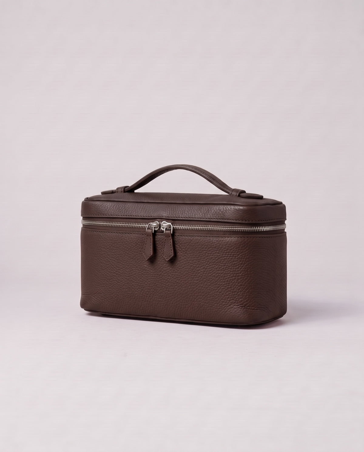 Valentina Orvieto Small top-handle bag in Chocolate leather, three-quarter view