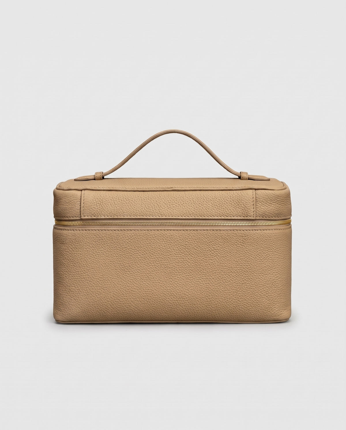 Orvieto pebbled leather vanity case in Stone – back view
