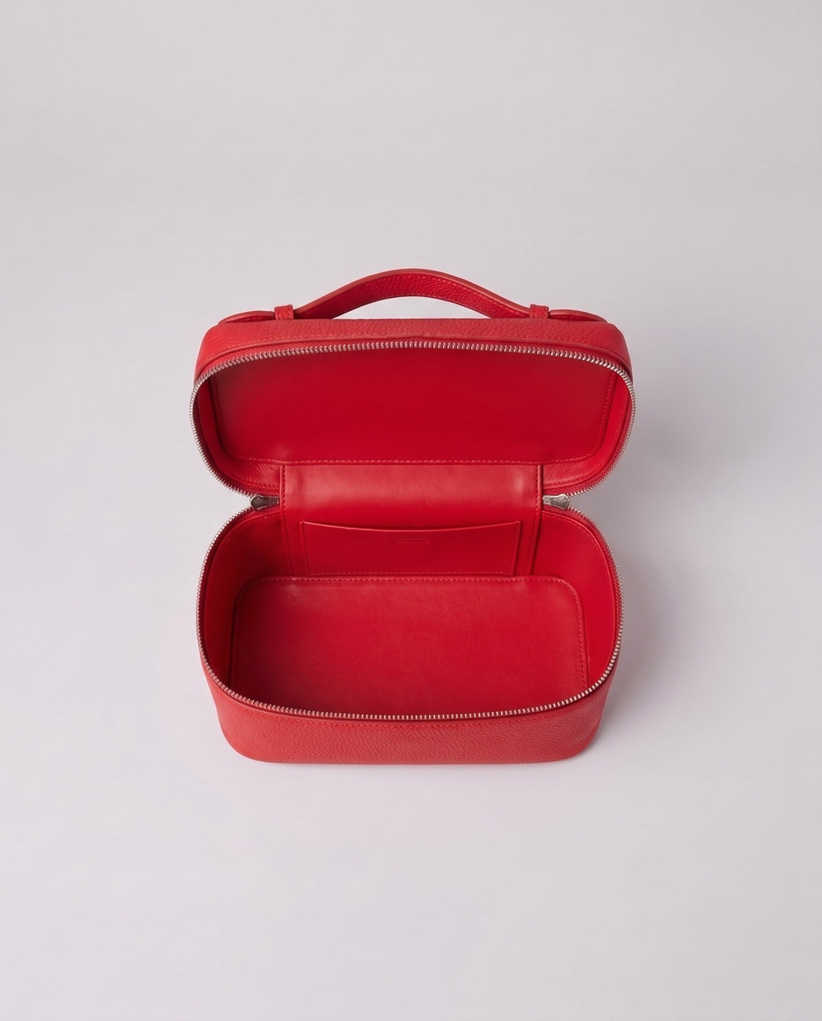 Inside the Valentina Orvieto Small top-handle bag in Red leather