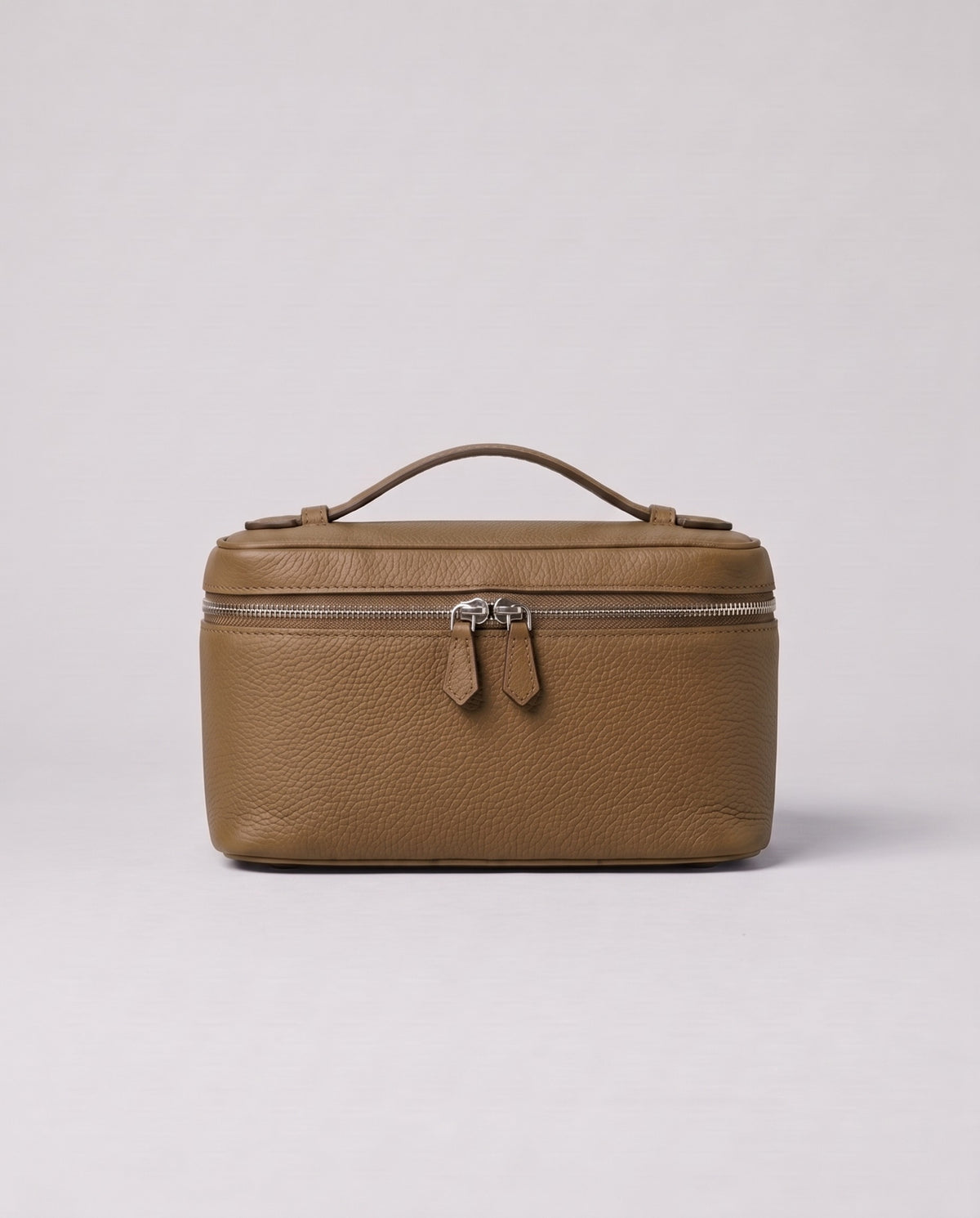 Valentina Orvieto Small top-handle bag in Taupe leather, front view