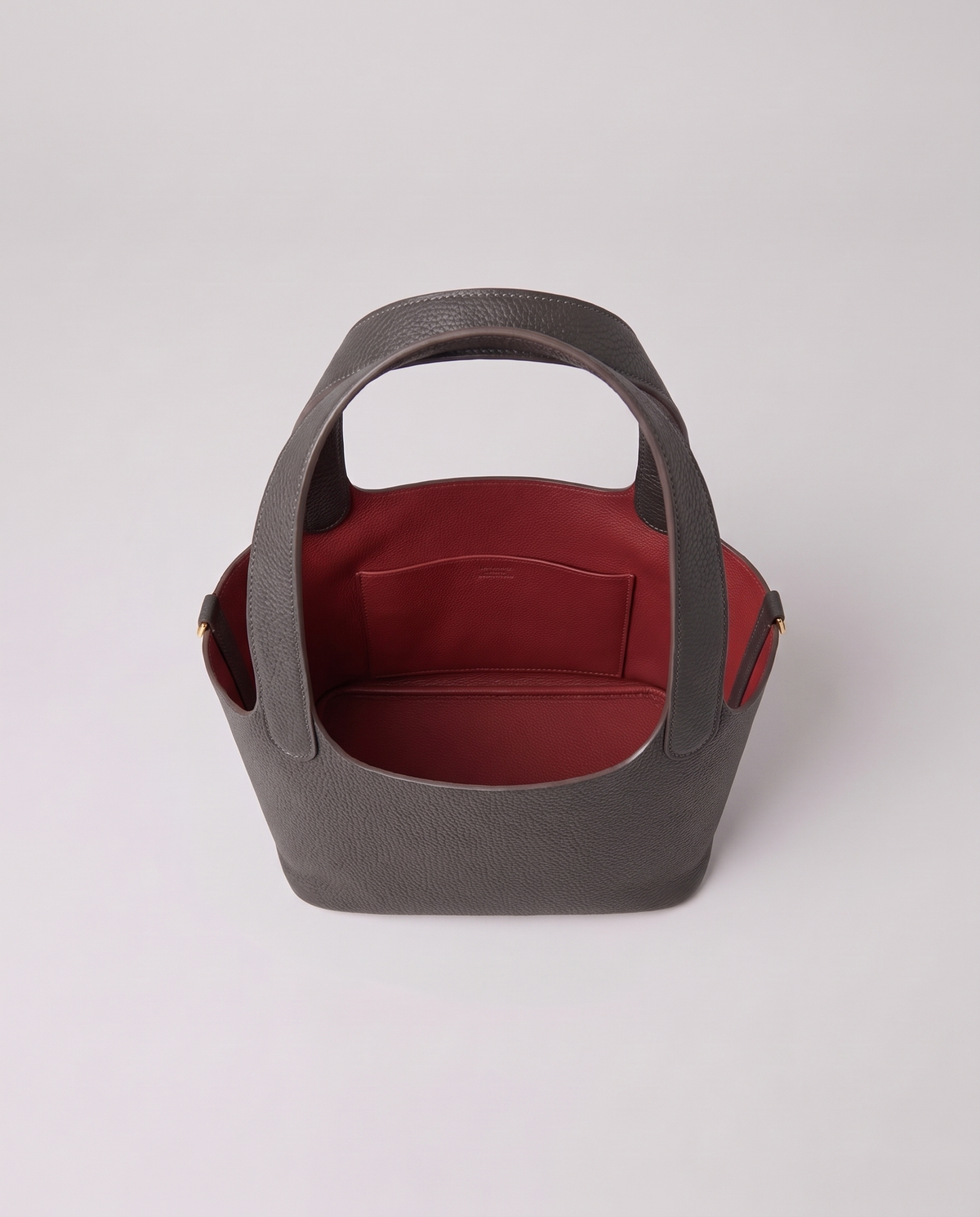 Inside the Valentina Ostuni Small bag in Charcoal