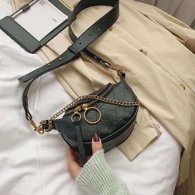 Half Moon Chain Crossbody Bag Black