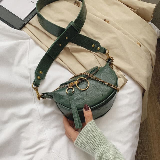 Half Moon Chain Crossbody Bag  Green