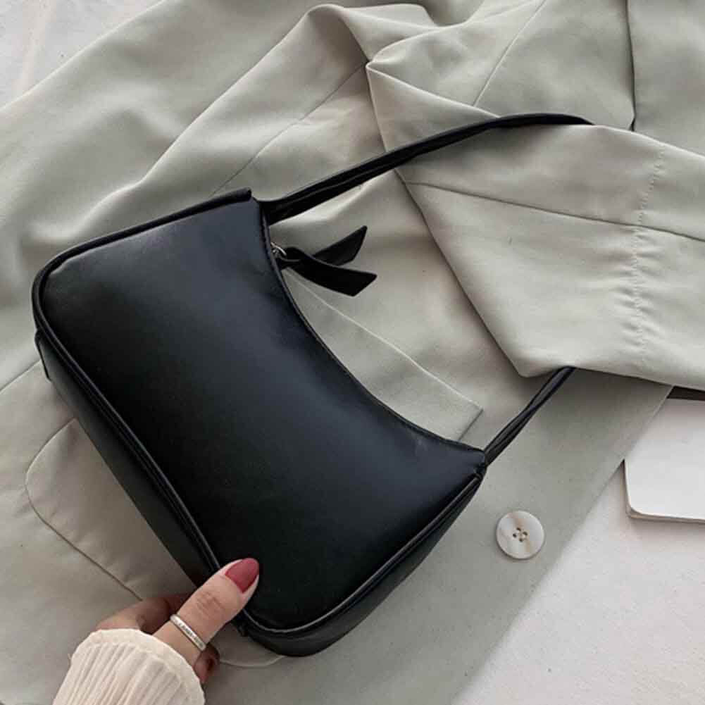 A black mini leather bag