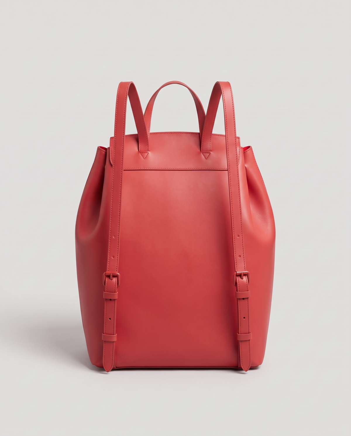 Roam Large leather backpack in Red – back view showing the shoulder straps