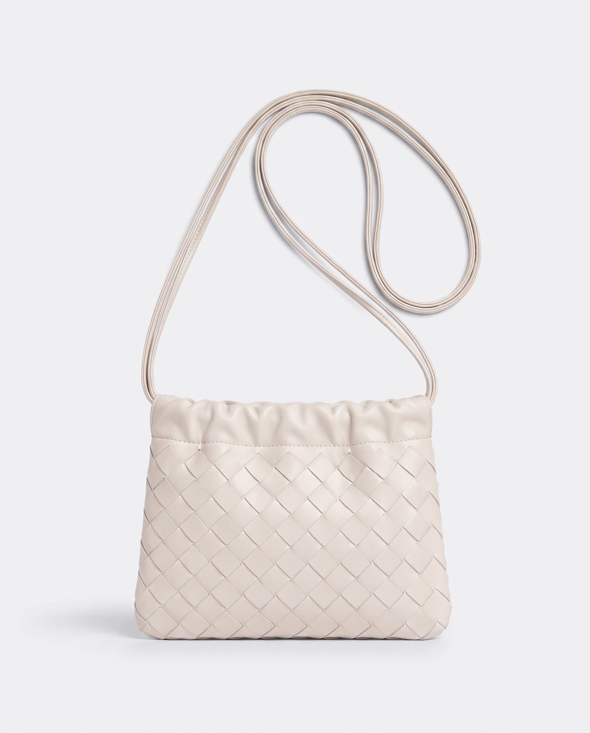 Serata woven leather clutch in Ivory – back view