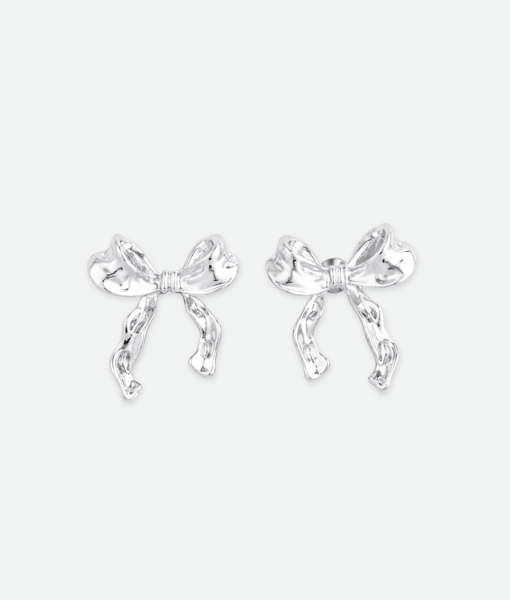 Silver bow earrings