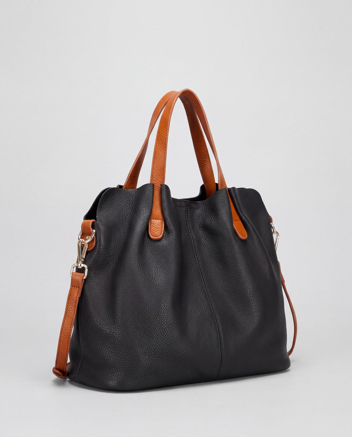 Soft Leather Tote Bag bag in Black – three-quarter view