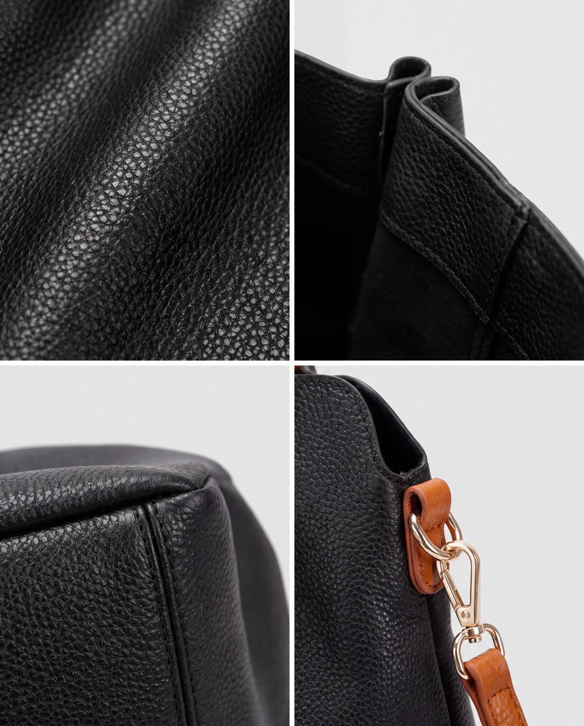 Soft Leather Tote Bag bag in Black – leather detail