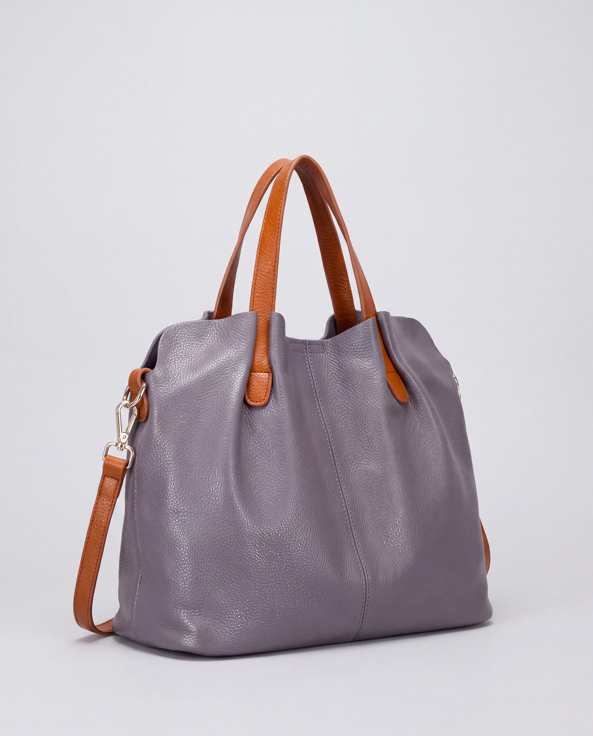 Soft Leather Tote Bag bag in Grey – three-quarter view