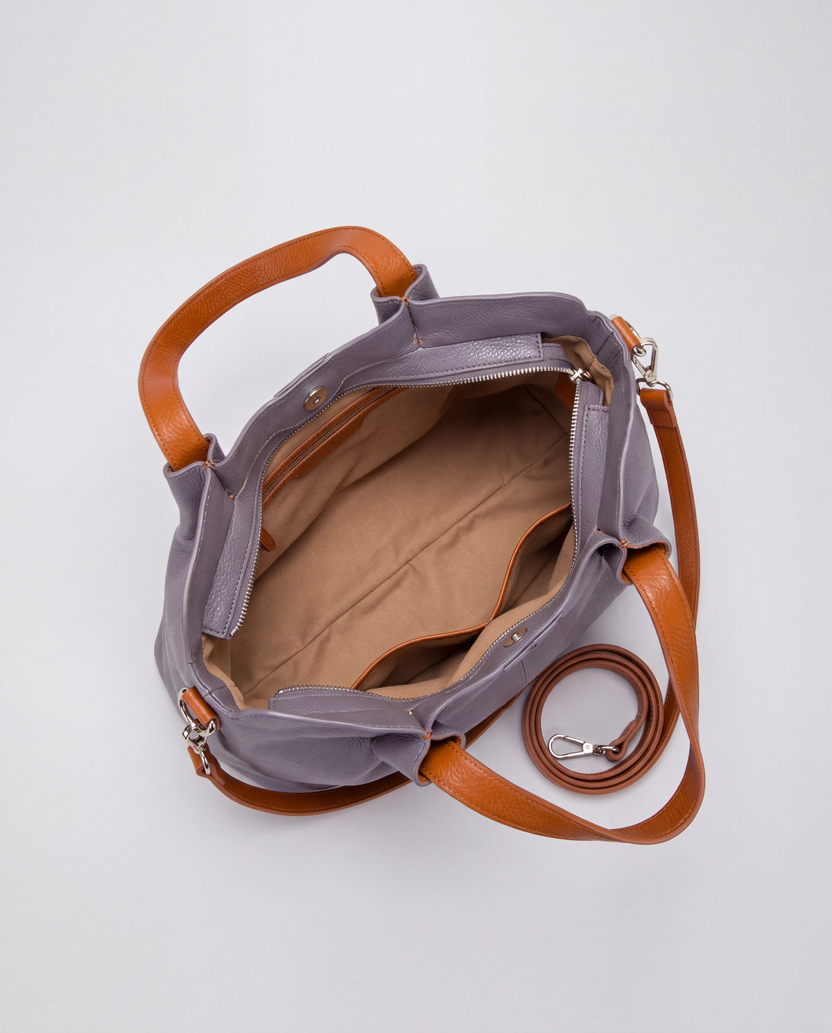 Soft Leather Tote Bag bag in Grey – interior view