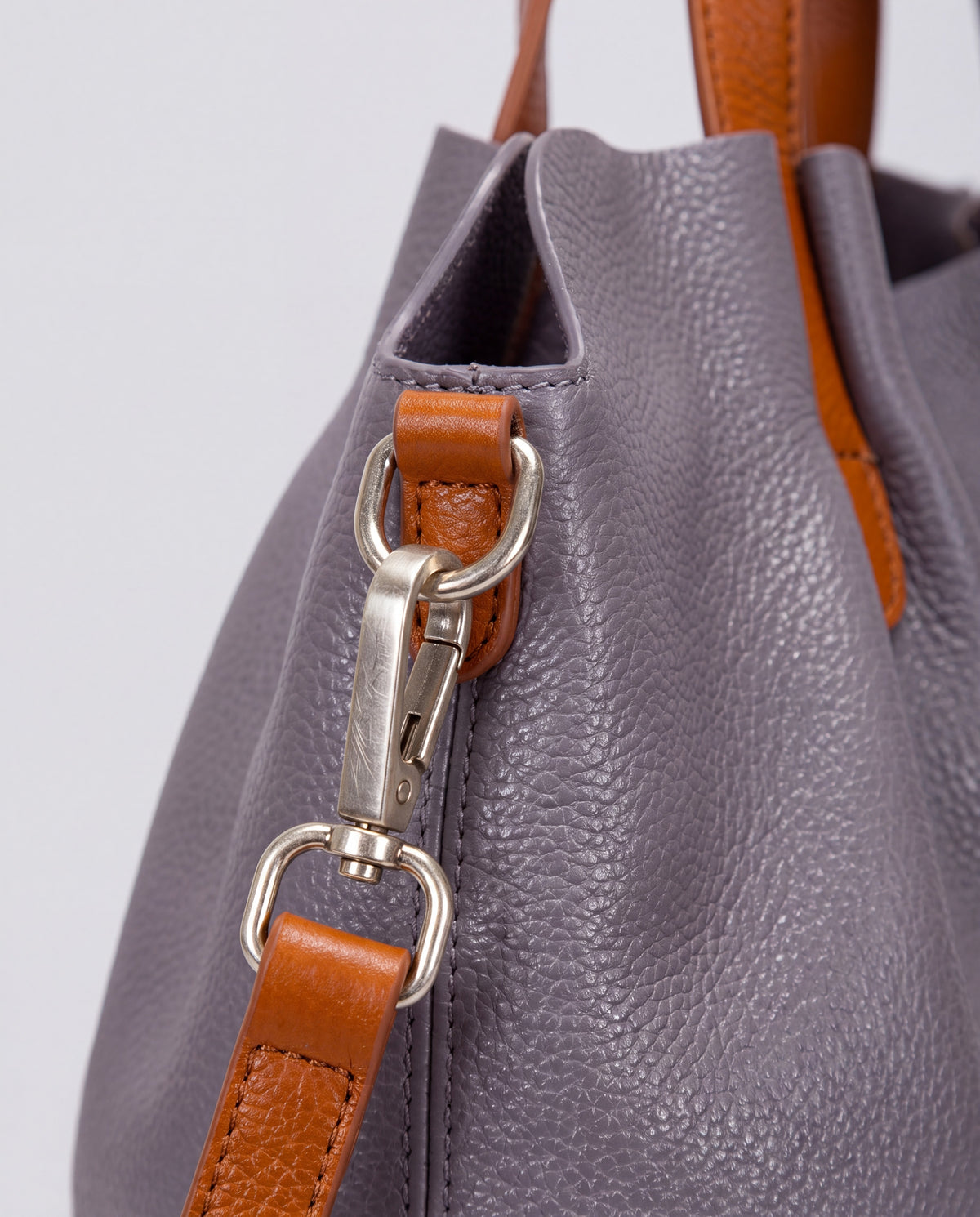 Soft Leather Tote Bag bag in Grey – hardware detail