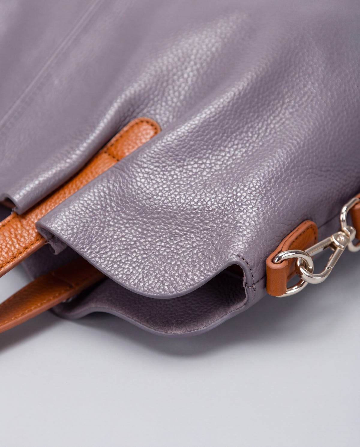 Soft Leather Tote Bag bag in Grey – leather detail