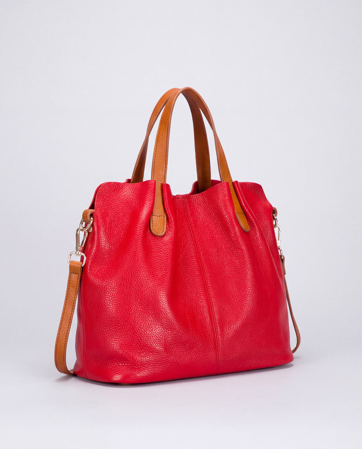 Soft Leather Tote Bag bag in Red – three-quarter view