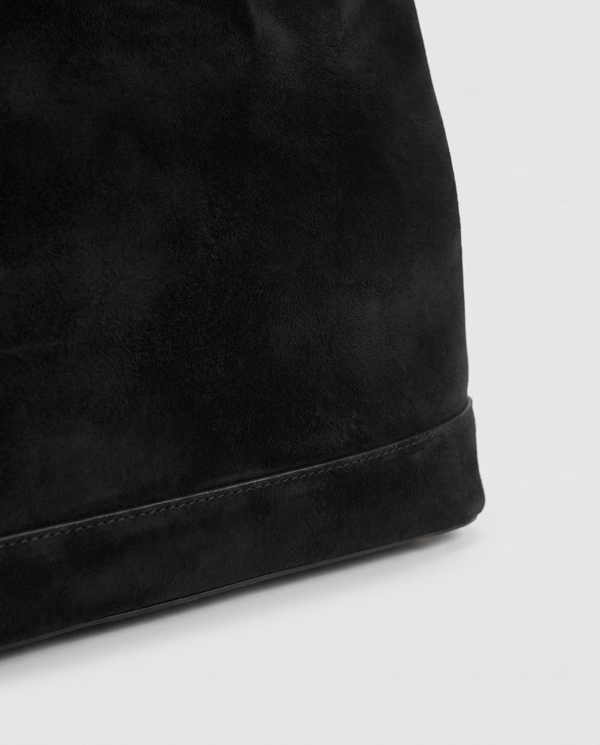 Close-up of the brushed suede on the Spello bag in Black
