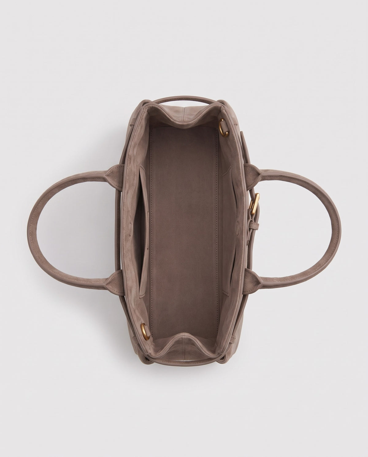 Inside view of the Spello top-handle bag in Taupe
