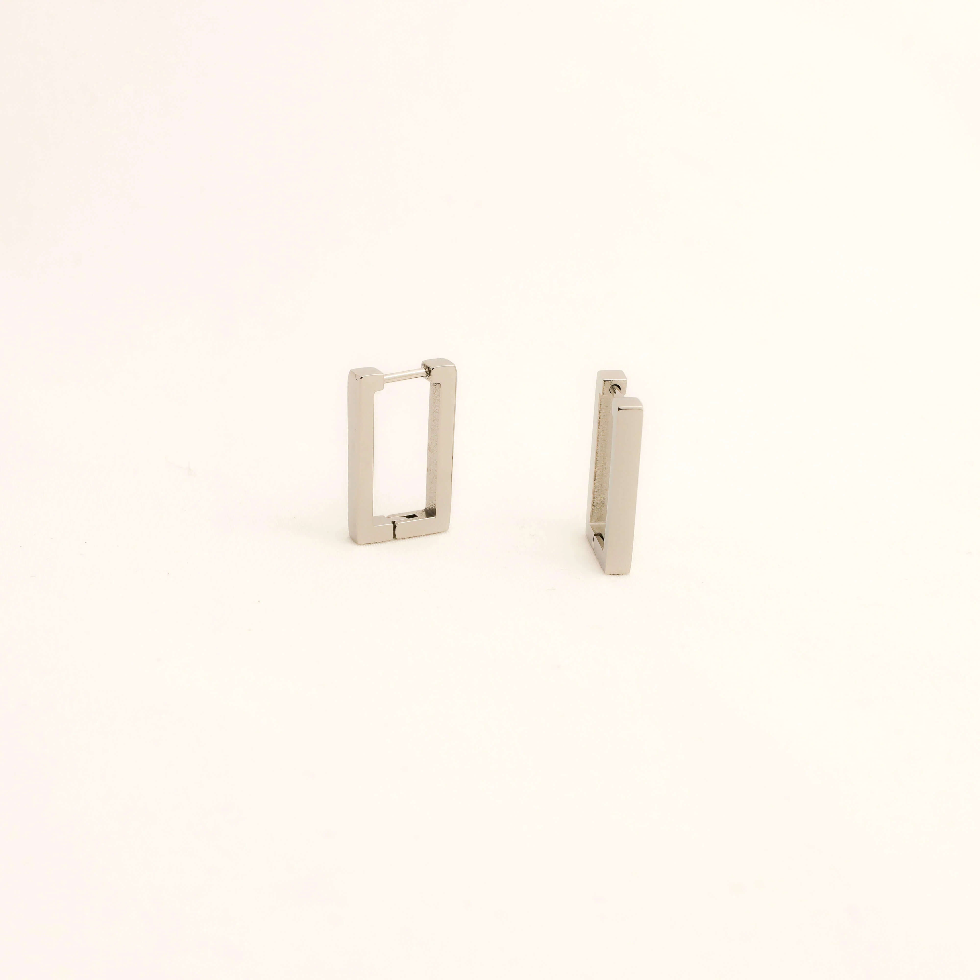  Block Hoop Earrings silver