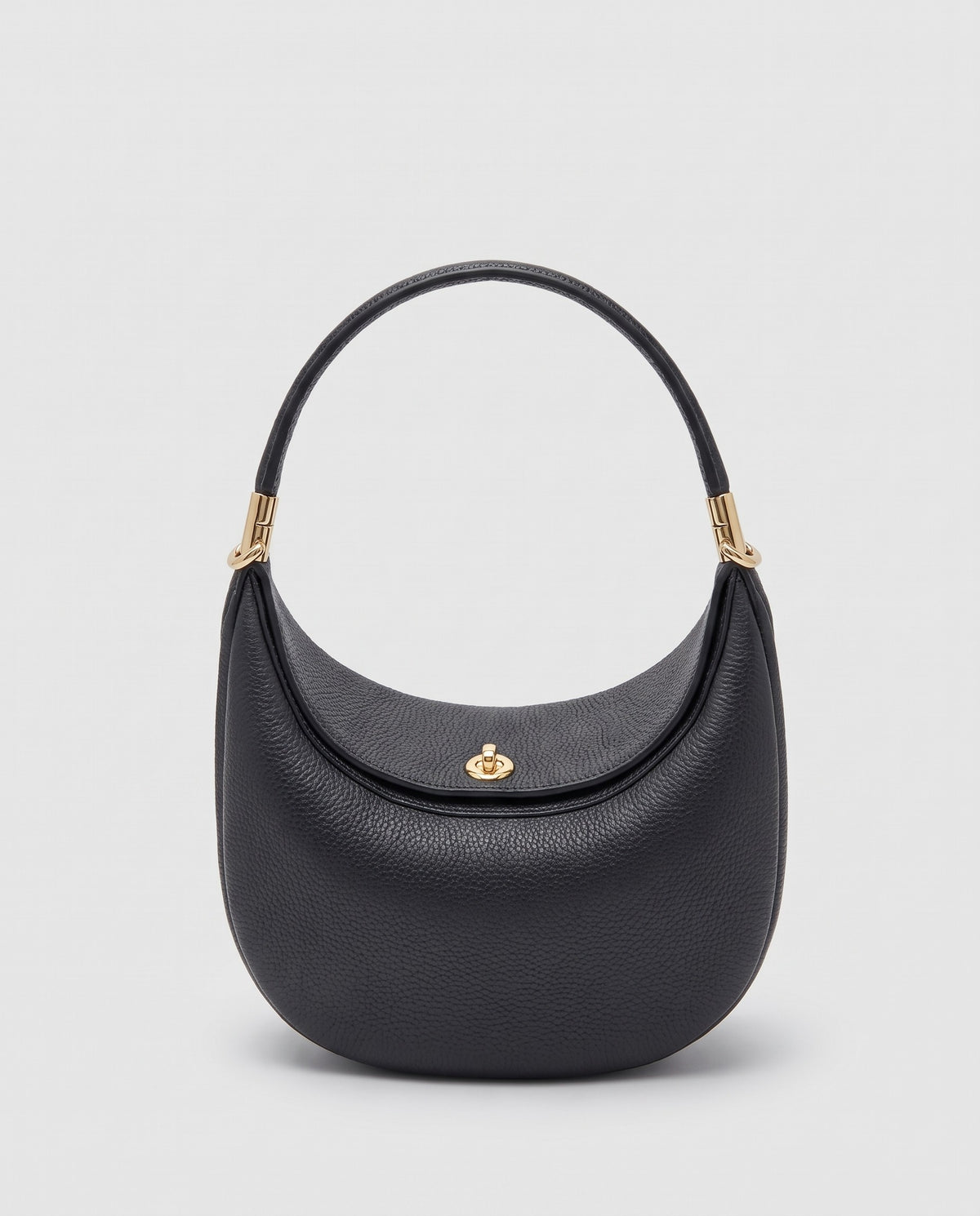 Todi pebbled leather crescent bag in Black – front view