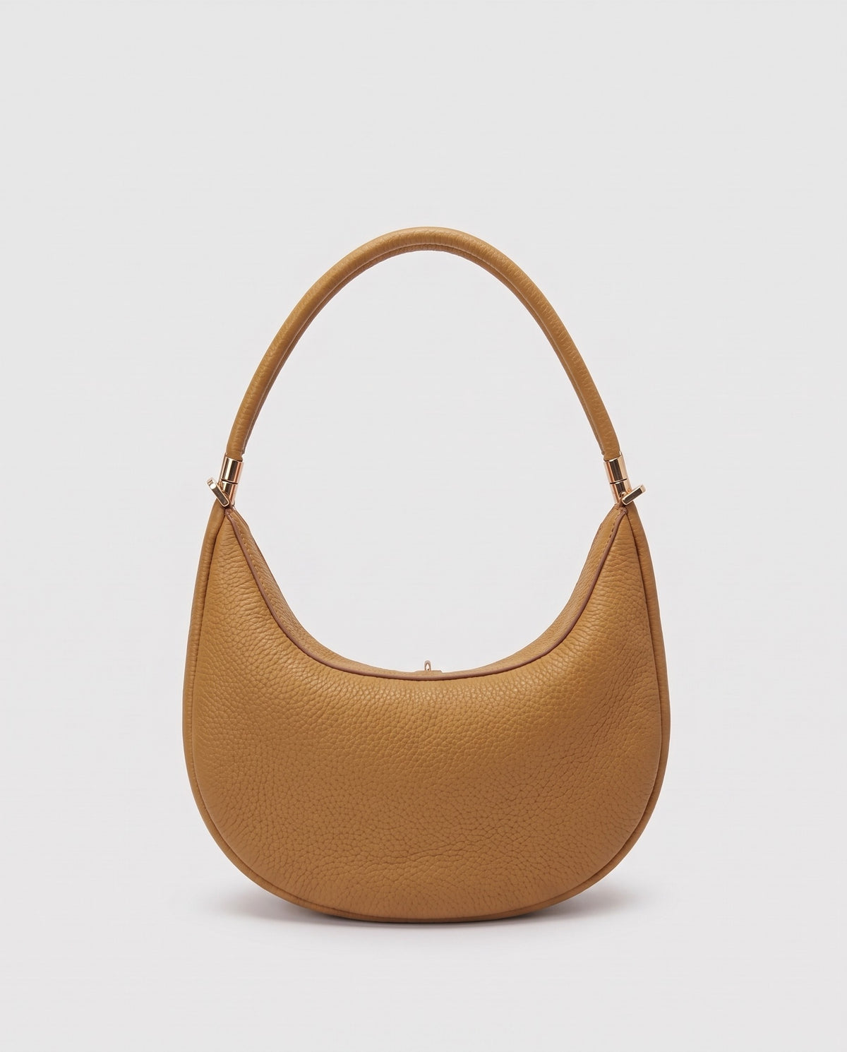Todi pebbled leather crescent bag in Caramel – back view