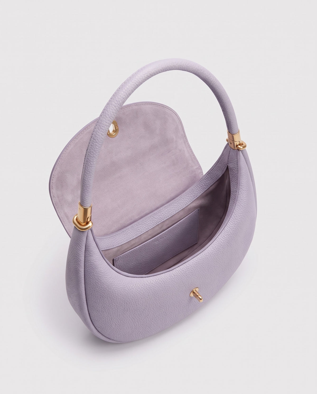 Inside view of the Todi crescent bag in Lavender