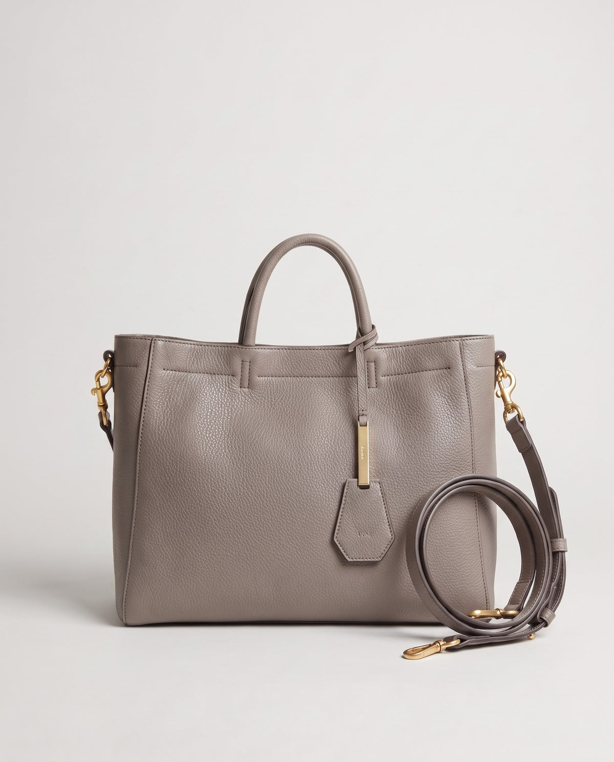 Torre Large leather tote in Grey – front view