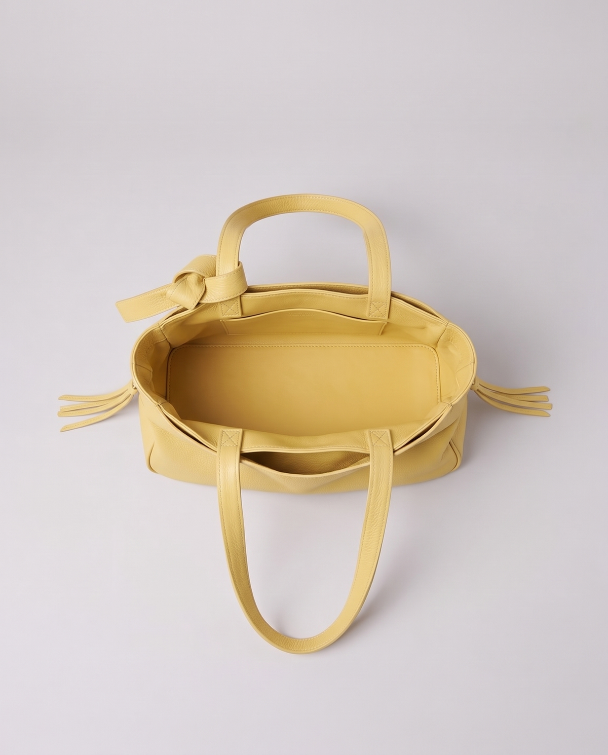Inside the Valentina Treviso Large bag in Butter