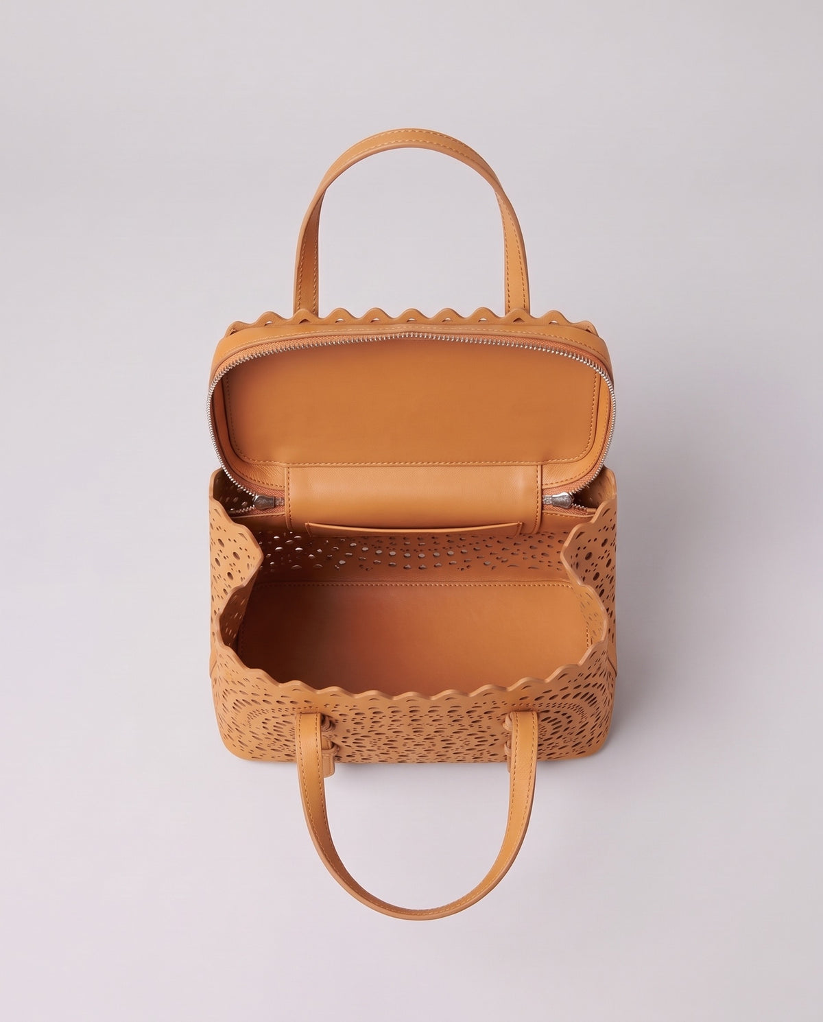 Inside the Valentina Urbino Large bag in Apricot