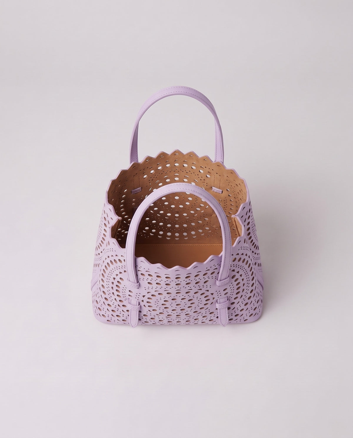 Inside the Valentina Urbino Medium bag in Lavender