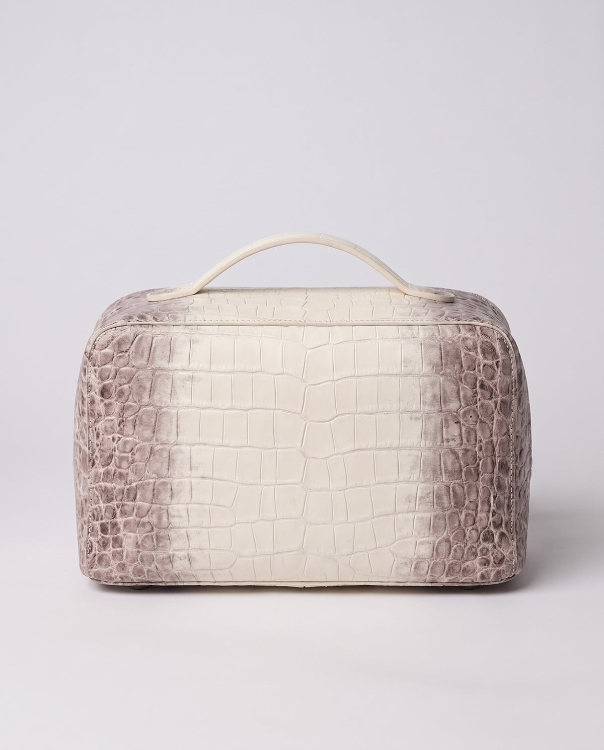 Varenna Medium croc-embossed vanity case in Pearl – back view