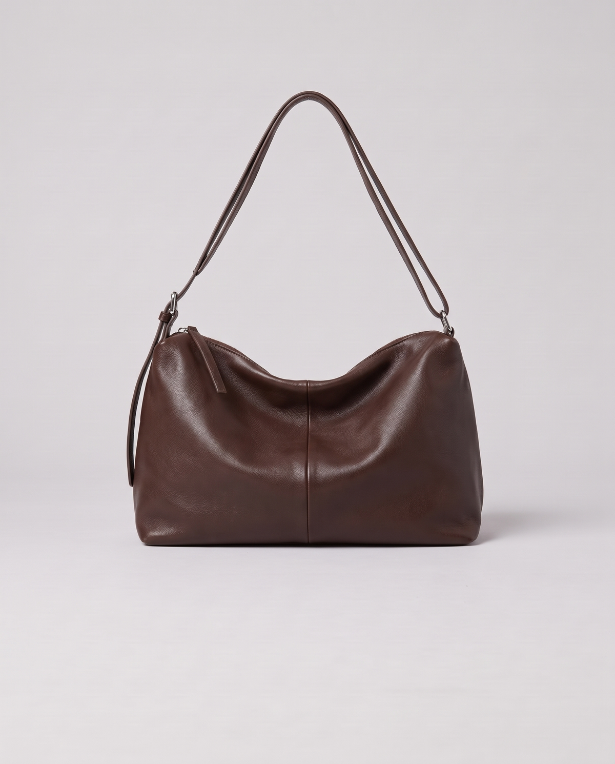 Valentina Velluto Large bag in Chocolate, front view