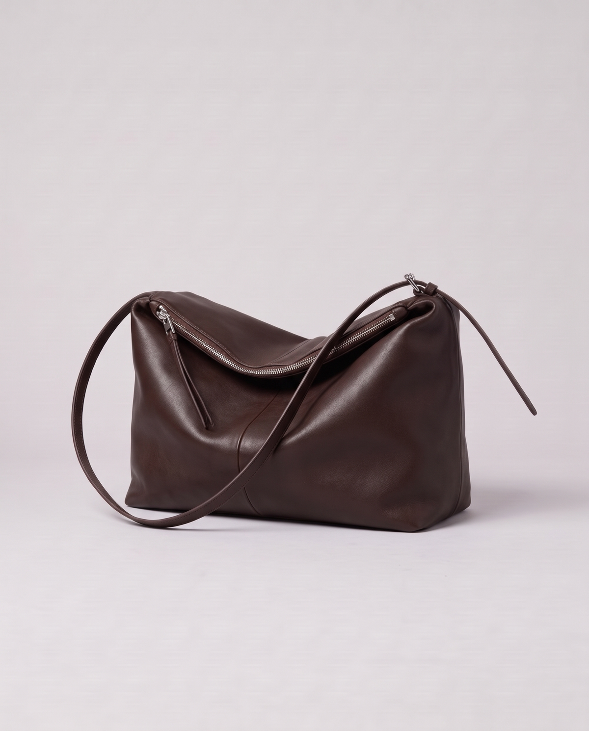 Valentina Velluto Small bag in Chocolate, three-quarter view